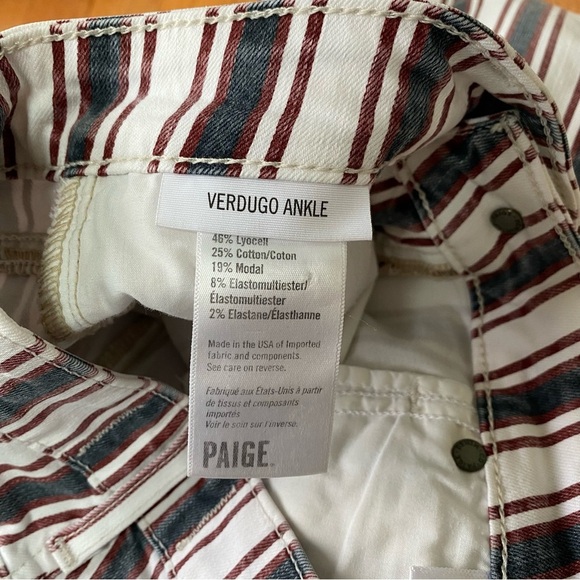 Paige Denim Verdugo ankle skinny striped jeans size 24 - Picture 4 of 5